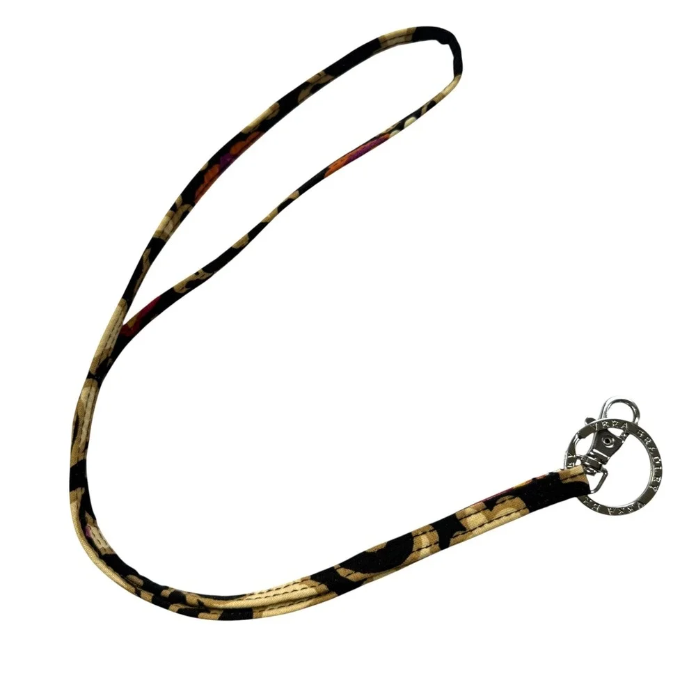 Vera Bradley Suzani Lanyard Keyring Lobster Clasp Retired Print Black Tan Floral